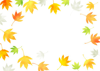 滲み紅葉のふんわりフレーム　水彩テクスチャ