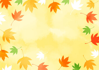 紅葉のふんわり背景イラスト　水彩テクスチャ