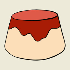 Vector hand drawn pudding icon badge dessert