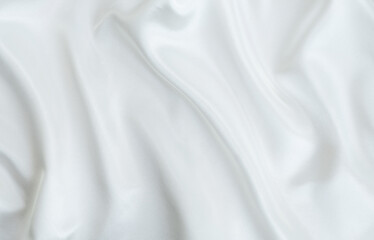 Naklejka premium White silk fabric texture. Abstract fashion background. Close up, copy space, top view