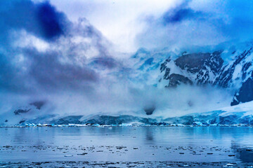 Blue Glacier Snow Mountains Paradise Bay Skintorp Cove Antarctica