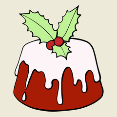 Vector hand drawn pudding icon badge dessert