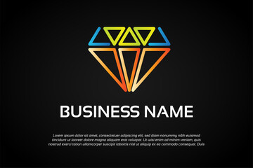 Unique Colorful Diamond Coding Logo Template