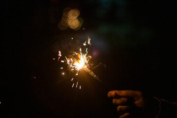 Various states of a sparkler