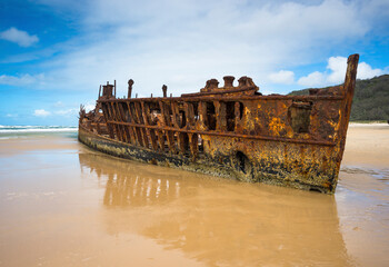 Maheno Shipwreck on Fraser Island, Queensland, Australia.