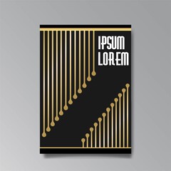 Art Deco page template, retro  style for web and print, city and the lights pattern with golden lines.