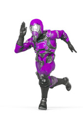 battle pilot is running fast in white background