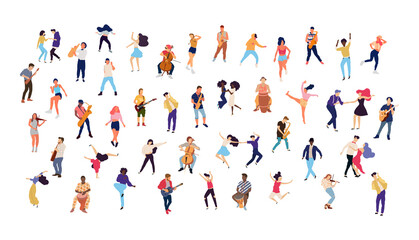 Dancing people vector isolated illustration. Musicians flat illustration