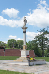Obraz premium Statue of Our Lady of the Immaculate Conception in the middle of square in front of the monastery Jasna Gora Monastery - Czestochowa