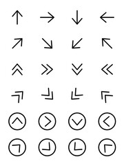 Set of black arrow, Arrows vector icon, Line arrow icon set.