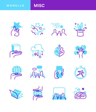 Collezione di icone in stile minimal per tecnologia, comunicazione, social media marketing
