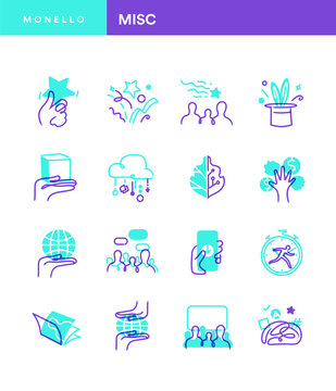 Collezione di icone in stile minimal per tecnologia, comunicazione, social media marketing