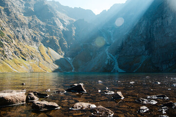 Close up of crystal clear water in Morskie Oko lake © WellStock