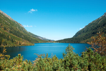 Fototapeta na wymiar Natural background of mountain lake in Poland
