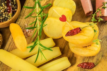 Czech smelly cheese - Olomoucke tvaruzky. Stinky cheese. Aromatic delicacy. Dairy products. Traditional Czech cheese.