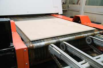 Factory for production of ceramic tiles. Conveyor line for ceramic tile at heavy plant