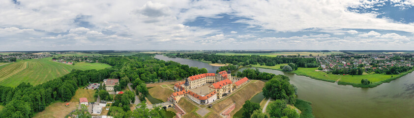 Fototapeta na wymiar Nesvizh castle in the city of Nesvizh. Minsk Region. Belarus. The castle is in height.