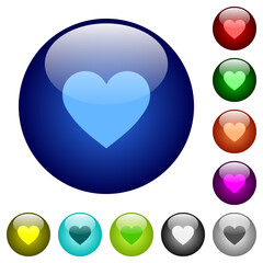 Heart card symbol color glass buttons