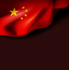 Waving flag of china. illustration on dark background
