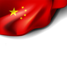 Waving flag of china. illustration on white