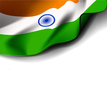 Waving Flag Of India Illustration On White Background