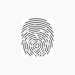 Fingerprint design illustration on white. Rounded lines design style