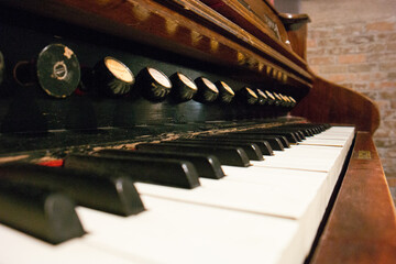 old piano - close-up of the keys