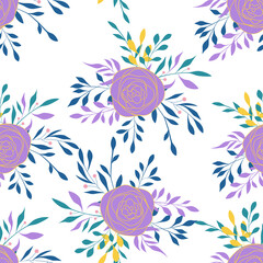 Blossom Floral pattern in the blooming botanical Motifs scattered random. Seamless vector texture. For fashion prints. Printing with in hand drawn style light blue background