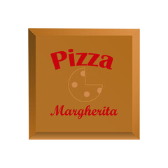 Pizza box. Pizza Margherita Vector Illustration. Menu Pizza Vector Icon