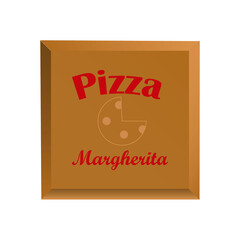 Pizza box. Pizza Margherita Vector Illustration. Menu Pizza Vector Icon