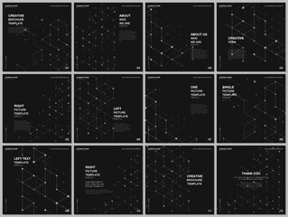 Brochure layout of square format covers design templates for square flyer leaflet, brochure design, report, presentation, magazine cover. Scientific medical research. Molecular connection structure.