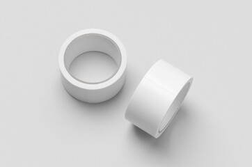 White duct tapes mockup on a grey background.