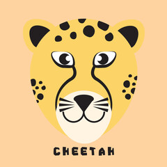 Cartoon illustration of tiger face (Cheetah), eps10 vector format