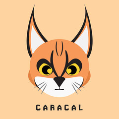 Cartoon illustration of tiger face (Caracal), eps10 vector format
