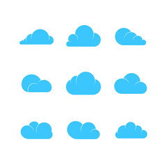 Set of icons of clouds of different shapes. Round clouds