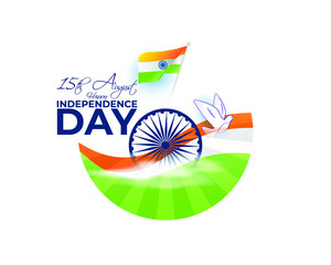 VECTOR ILLUSTRATION OF GREETING, BANNER & FLYER FOR INDIAN INDEPENDENCE DAY 15 AUGUST, PATRIOTIC BACKGROUND CONCEPT 