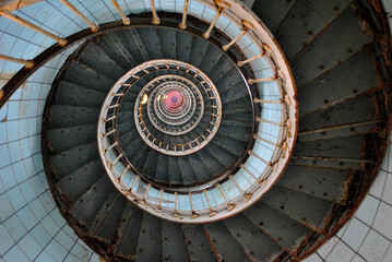 spiral staircase in the lighthouse "de la courbe"