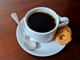 Delicious black coffee. Drink that matches at any time of the day.