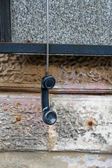 the line is busy, there is no connection, the stationary phone is hanging on the wire