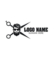 Barber shop graphic trendy logo design for company.