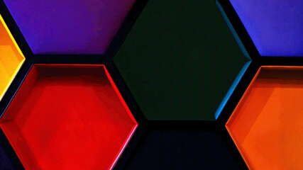 multi-colored wall in the form of honeycombs