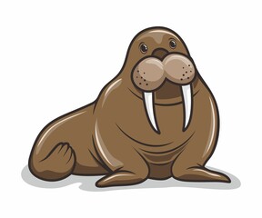 Walrus Cartoon Isolated Cute Animals Illustration