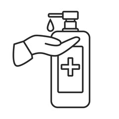 Hand sanitizer soap, icon, vector illustration, logo, template. Hand disinfection. Coronavirus.