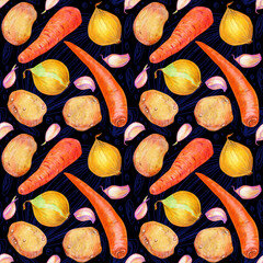 Seamless pattern with vegetables.