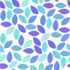 Seamless abstract colourful mosaic geometric leafs. Violet  blue turquoise. Repetitive pattern on transparent background.