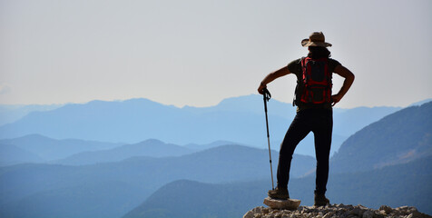 Man on the top of mountain