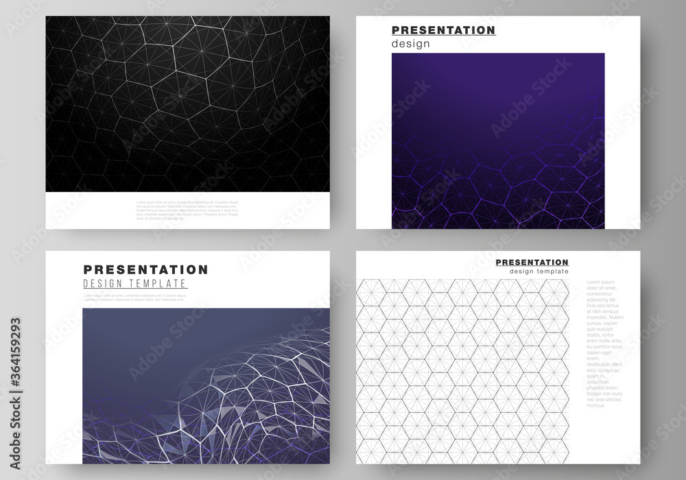 Poster vector layout of the presentation slides design business templates. digital technology and big data 