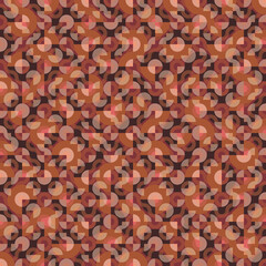 Seamless Truchet repeat design. Geometric pattern in autumn colors for wallpapers, web page backgrounds, surface textures, fashion fabric, carpet design, pillow print and home d&eacute;cor.