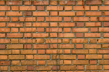 Primo piano di muro esterno con mattoni faccia a vista