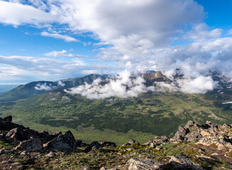 Expansive glacial valley in the Chugach Mountains